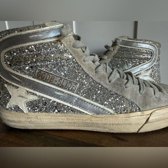 Golden Goose Shoes - Golden Goose Silver Glitter Slides